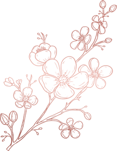 Metallic Monoline Rose Gold Cherry Blossom Branch