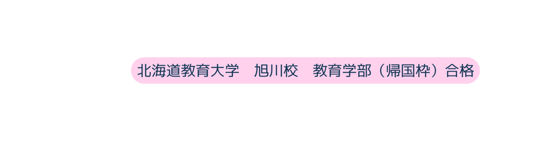 北海道教育大学 旭川校 教育学部 帰国枠 合格